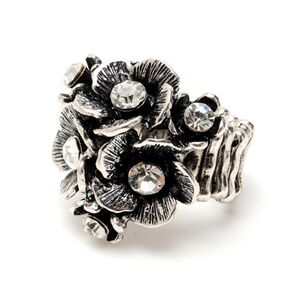 Amrita Singh Antique Gunmetal Crystal Eliza Ring